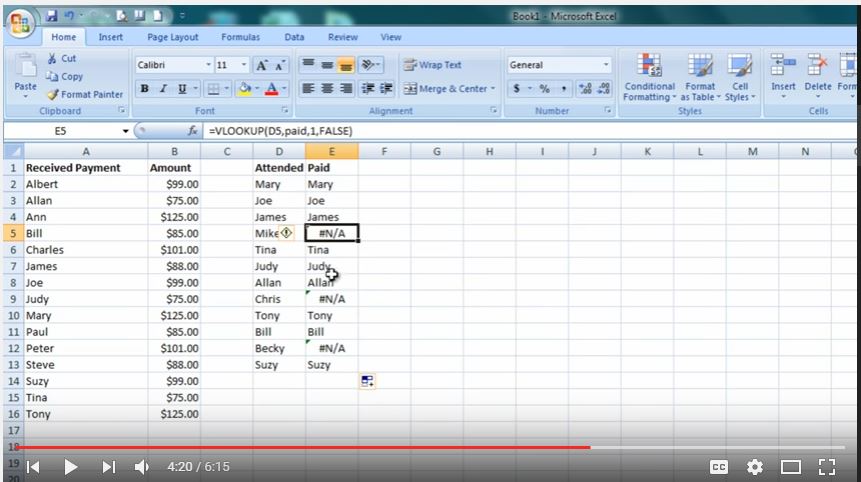 How to do a VLookup in Excel ( Video )